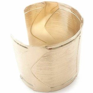 Girl Sexy Wide Metal Cuff Circle Stretch Open Mouth Bangle Bracelet - Arrow Gold